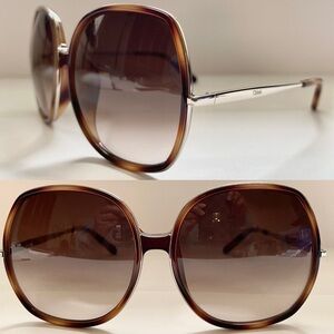 Brown Tortoiseshell Sunglasses with Metallic Accents